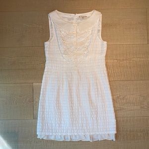 Nanette Lepore white ruffled knee length dress